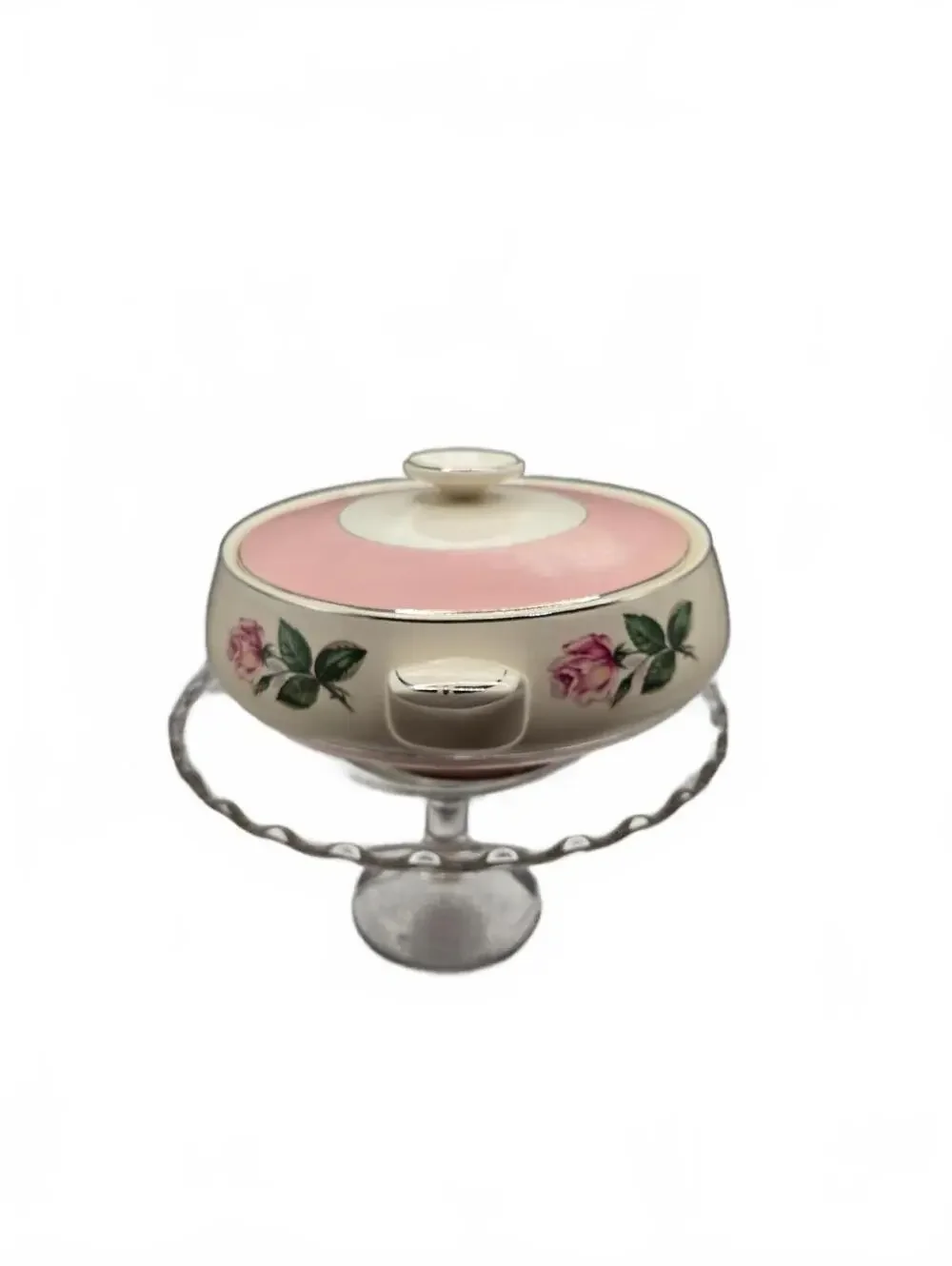 Covered Casserole Dish Vintage Lifetime Homer Laughlin Pink Rose & Platinum